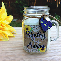mason jar candle with personalized label from Fireside Emporium
